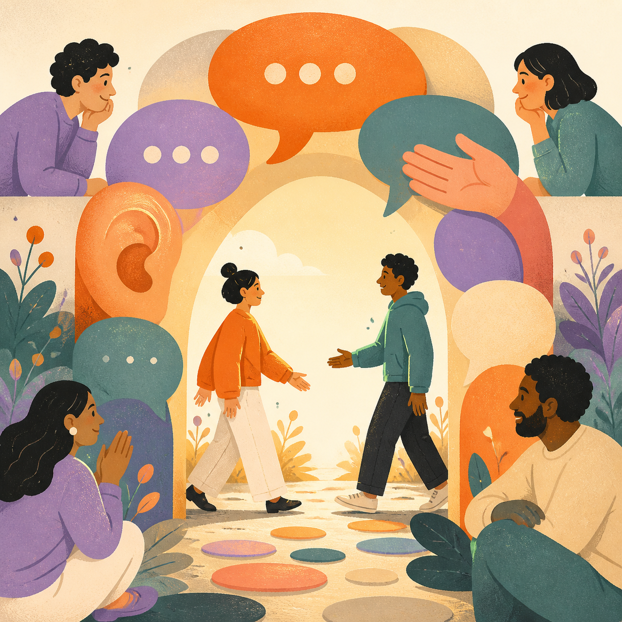 A welcoming bridge made from listening and conversation